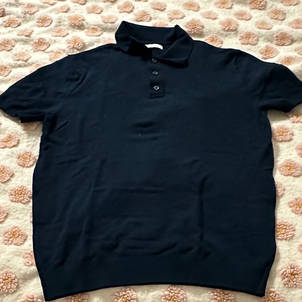 Zara Dark Blue Knit Polo Shirt